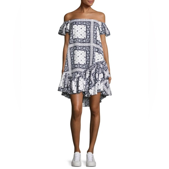 New! Cinq a Sept Minella Bandana-Print Patchwork Ruffle Dress 💙 size 4 - Picture 8 of 13